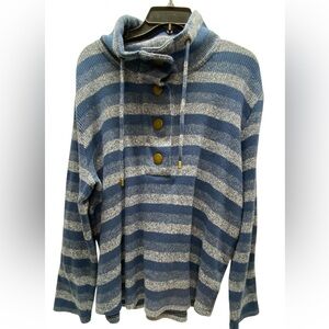 * Ruby Rd. Mens size large button 1/3 front layering pull over sweater striped
